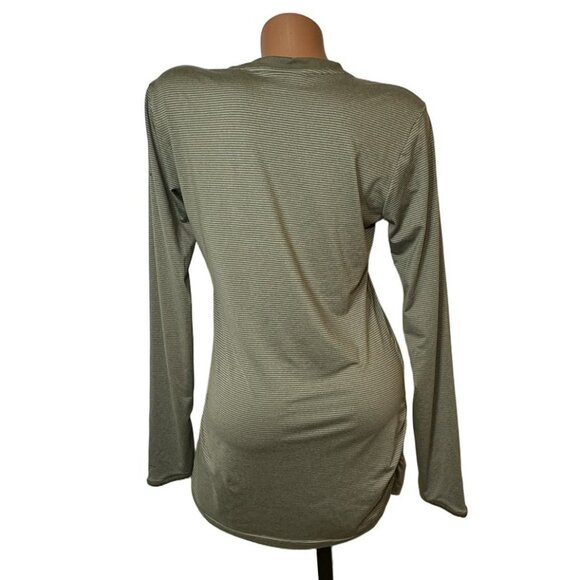 Cozy Columbia Olive Stripe Long Sleeve Top M • Outdoorsy Layering Must-Have - Picture 2 of 7